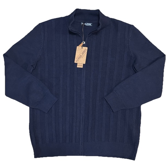 Paul Jones Other - Paul Jones Sweater Mens XL Extra Large Blue Full Zip Mock Neck Casual‎ NWT